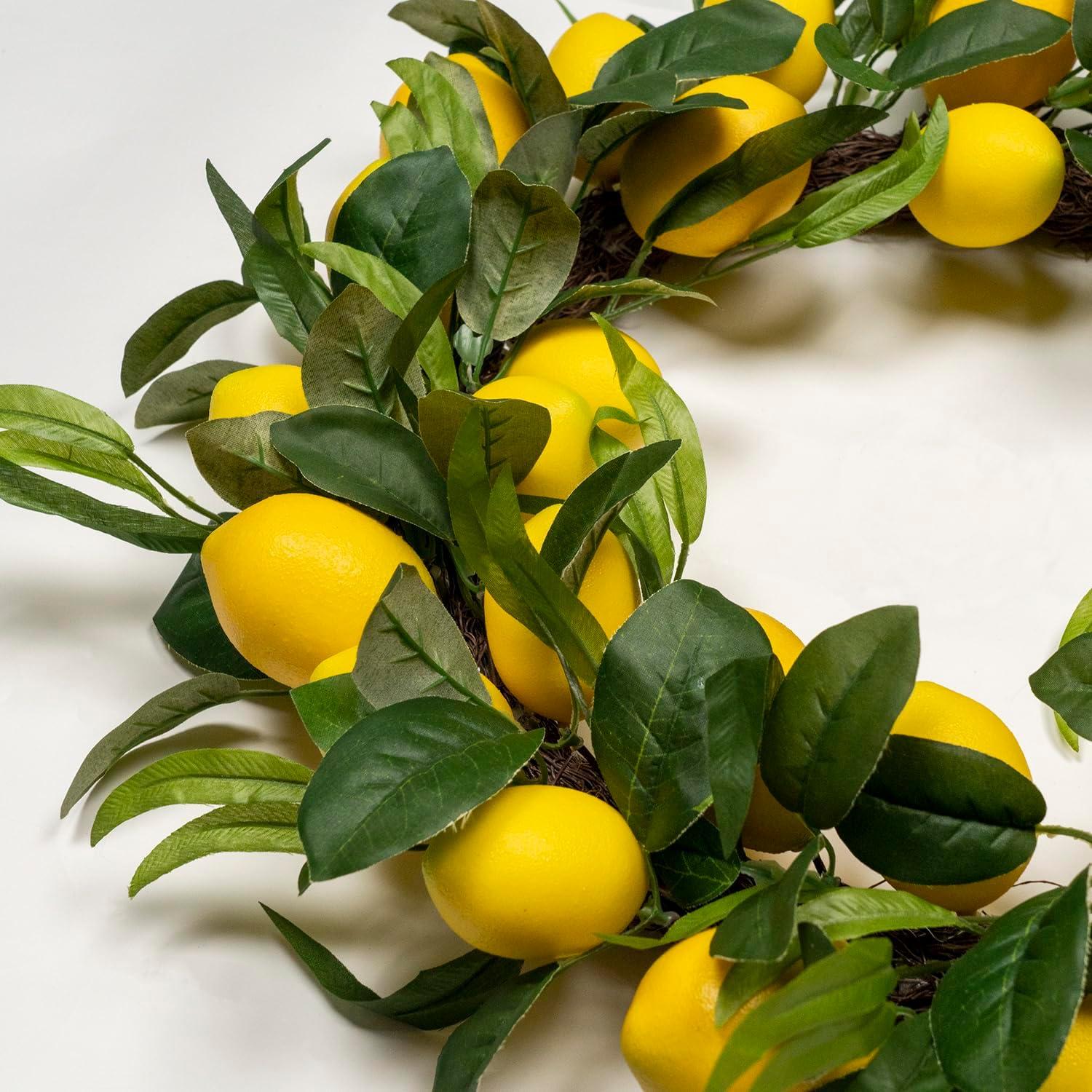 20'' Yellow Lemon and Green Leaf Artificial Wreath