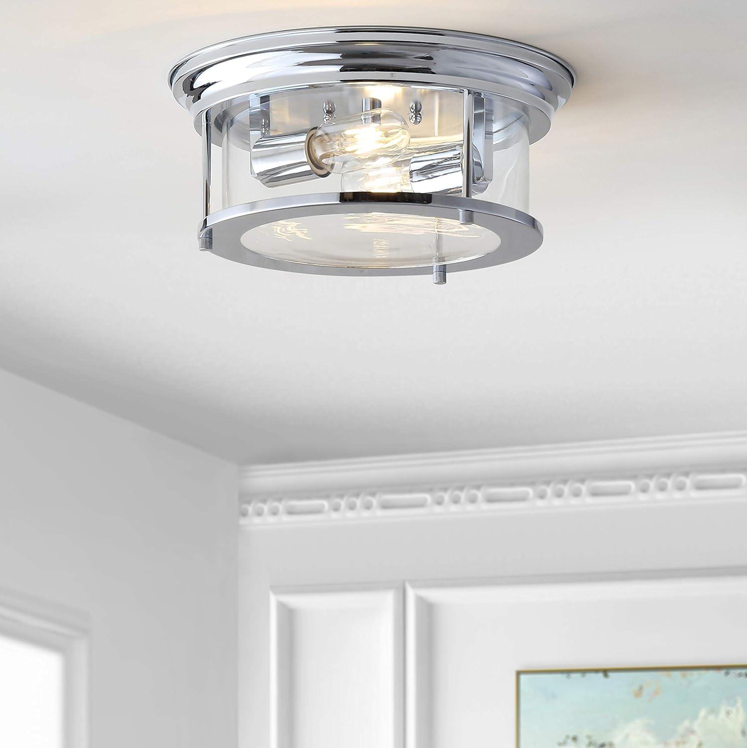 Lauren 13.25" Silver Glass and Chrome LED Flush Mount