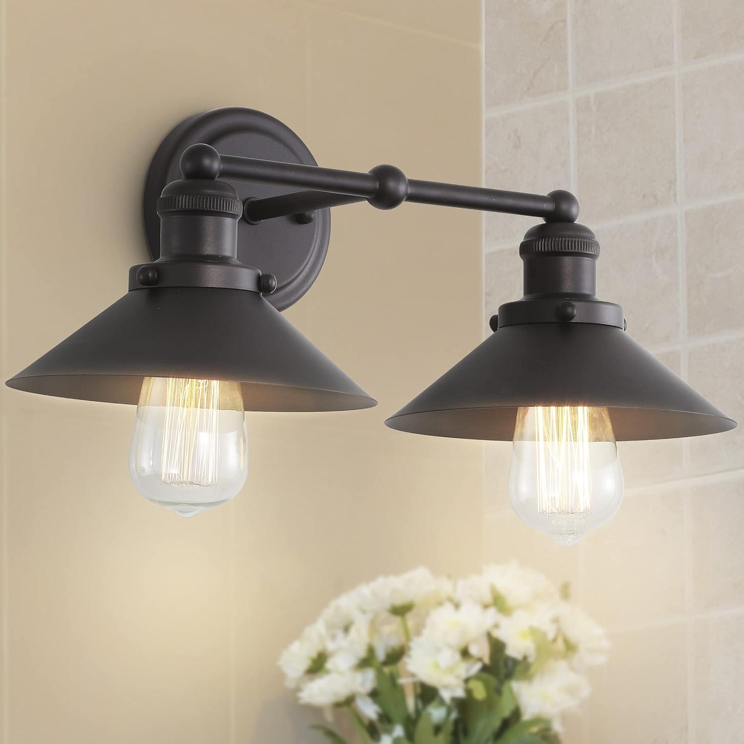 July 17.5" 2-light Metal Vanity Light, Oil Rubbed Bronze