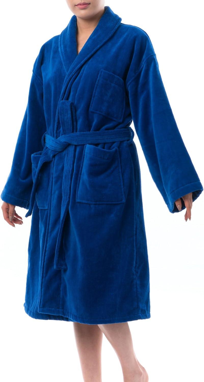 Alpine Swiss Blair Womens Cotton Terry Cloth Bathrobe Shawl Collar Velour Spa Robe BLU SM