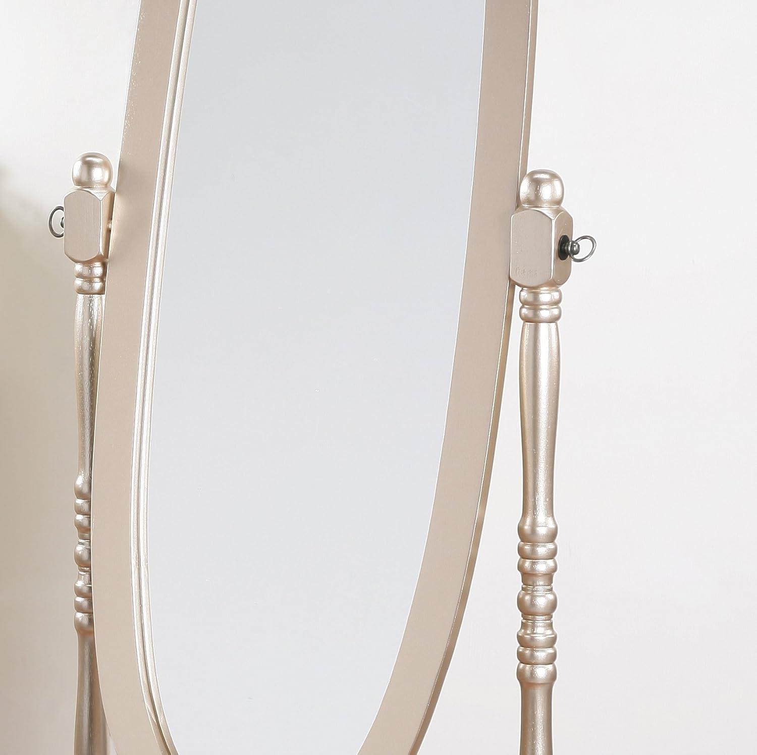Roundhill Furniture Traditional Queen Anna Style Wood Floor Cheval Mirror Gold