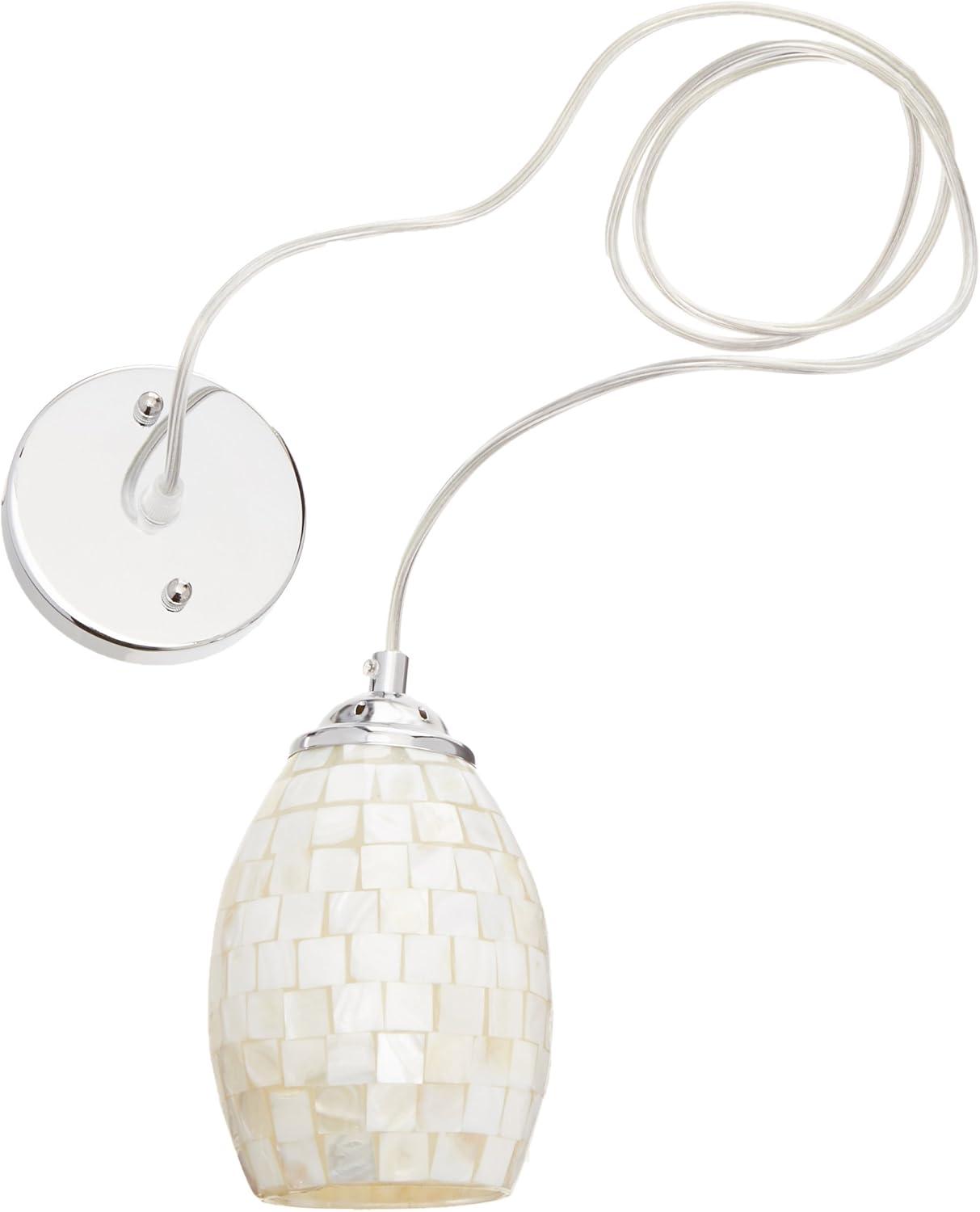 Ravenna Mini Chrome Pendant with Sea Shell Mosaic 5" Shade