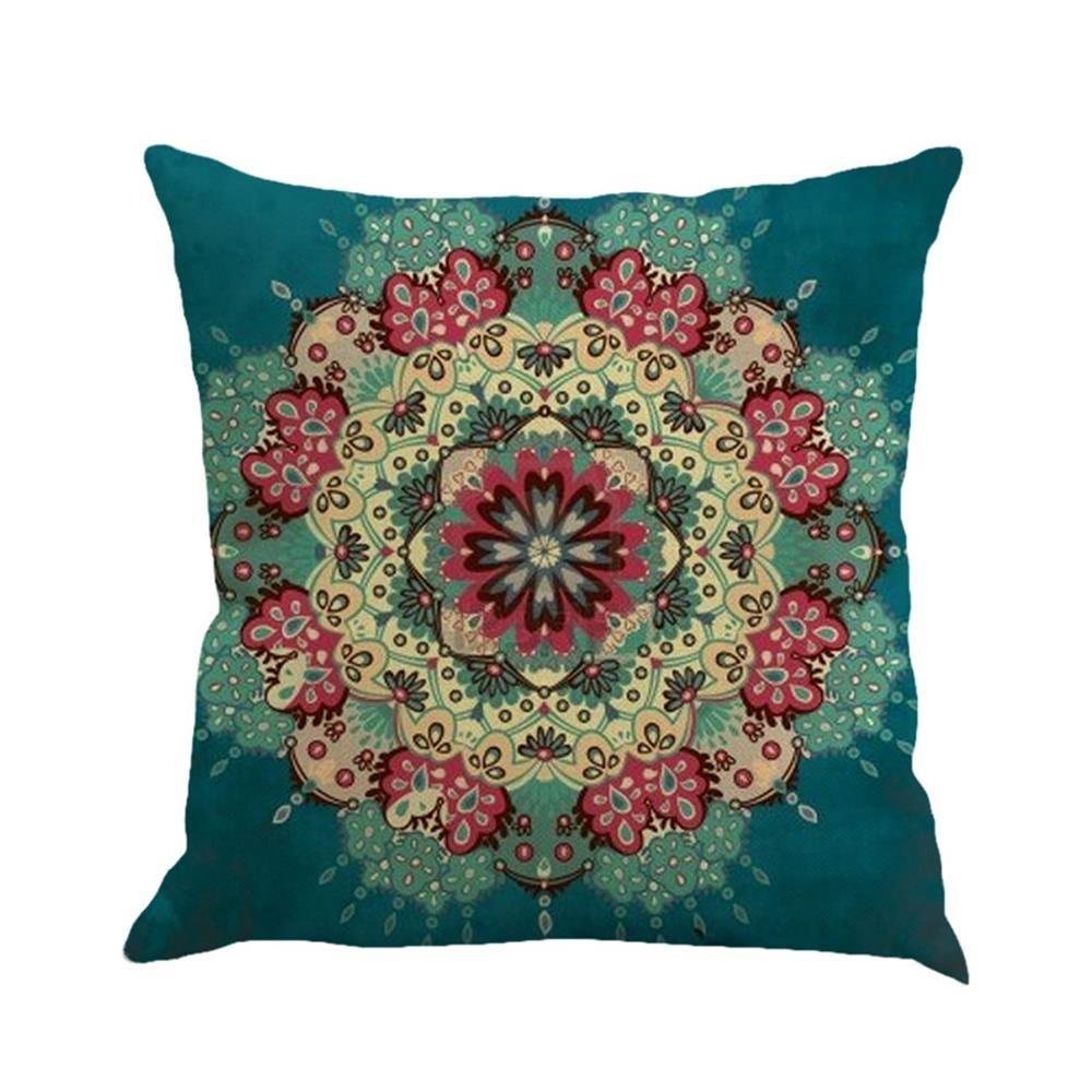 Jartinle Set of 4 Retro Floral Mandala Compass Medallion Bohemian Pillow Covers Boho Decor Hippie Throw Pillows Decorative for Sofa Couch 18 x 18