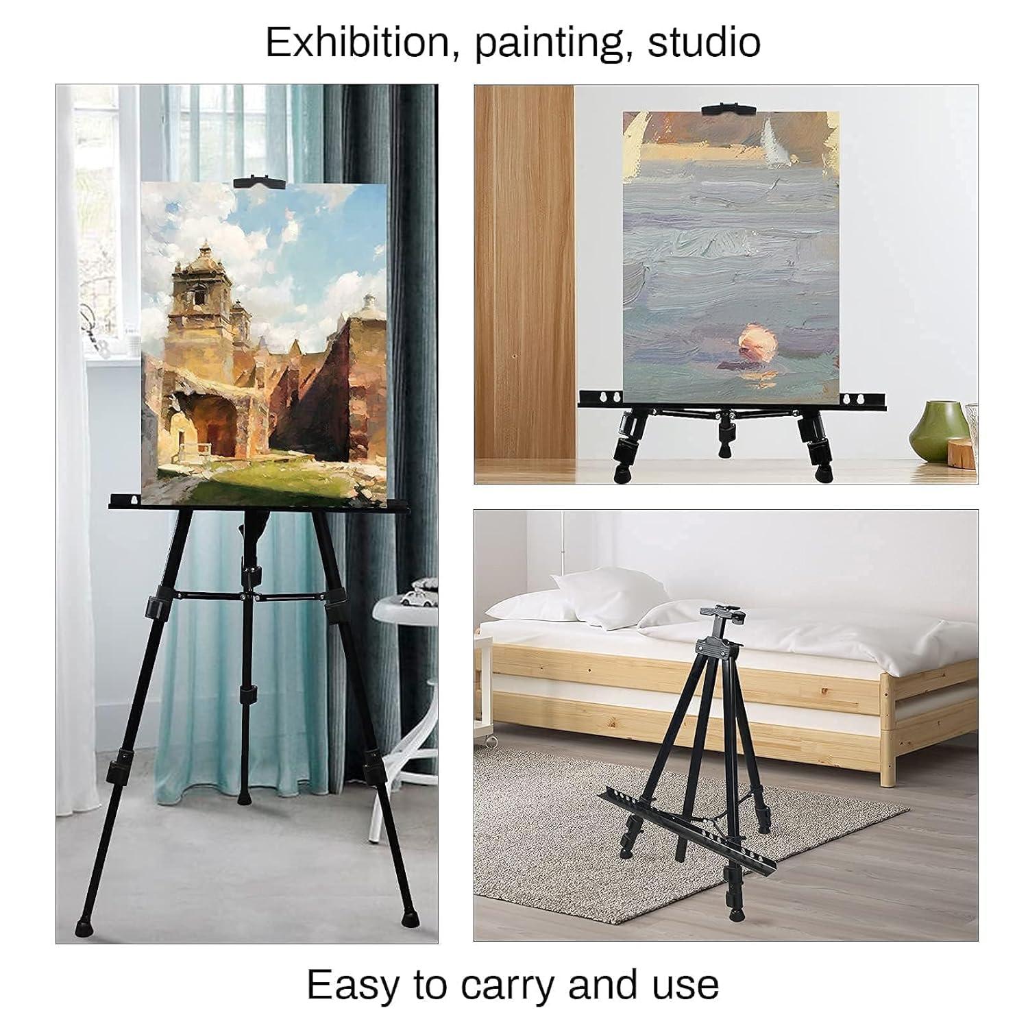 RRFTOK Art Painting Display Easel Stand,72Inches Portable Adjustable Metal Tripod with Artist Easels for Canvases Height from 22-72”for Table-Top/Floor Paint and Displaying,Black