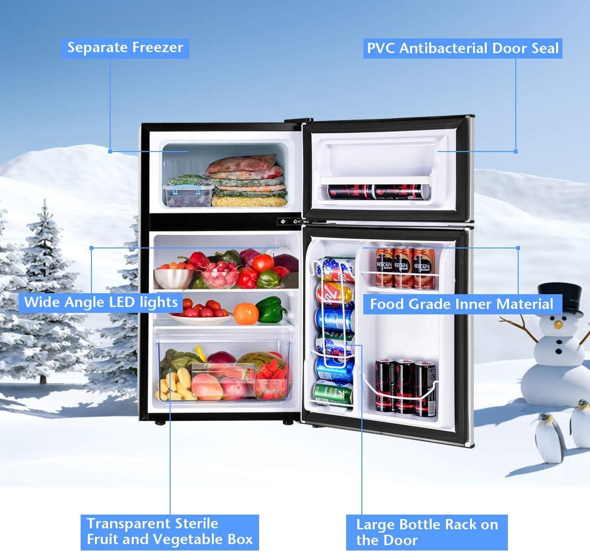 Costway Costway 3.2 Cubic Feet Portable Freestanding Mini Fridge with Freezer