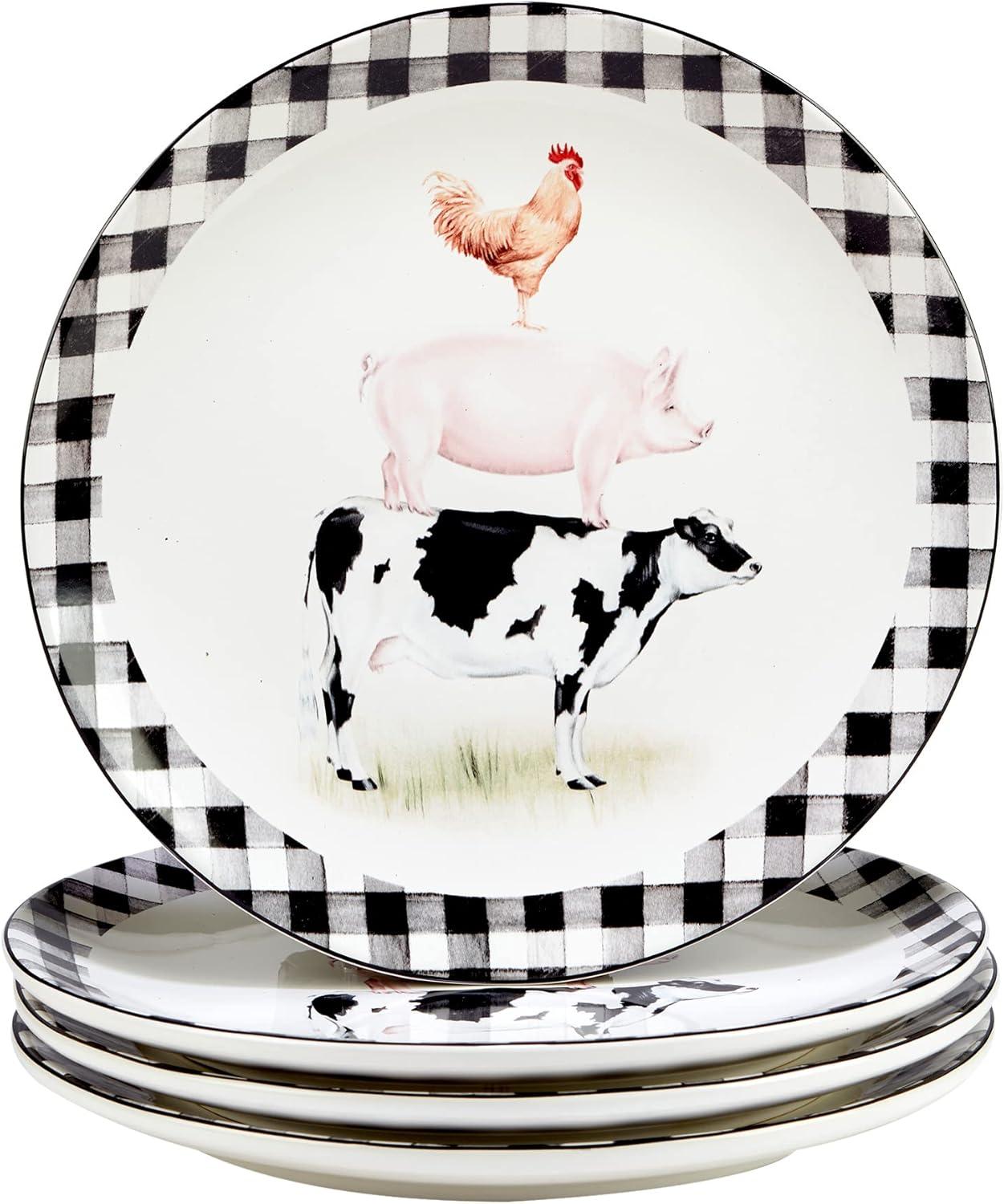 Certified International On The Farm Set Of 4  Dinner Plate