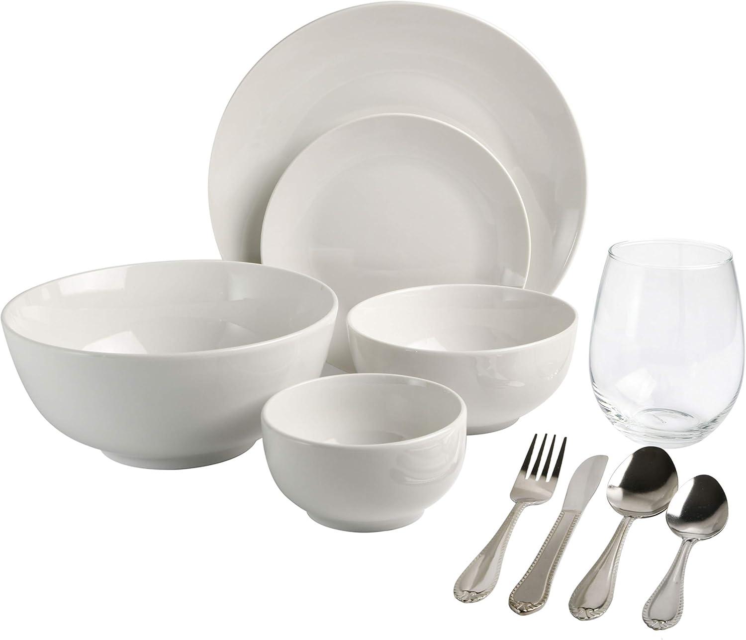 Gibson Home Gibson Home All U Need 60 Piece Plates Bowls Glassware Forks Spoons and Knives Dinnerware Set for 6