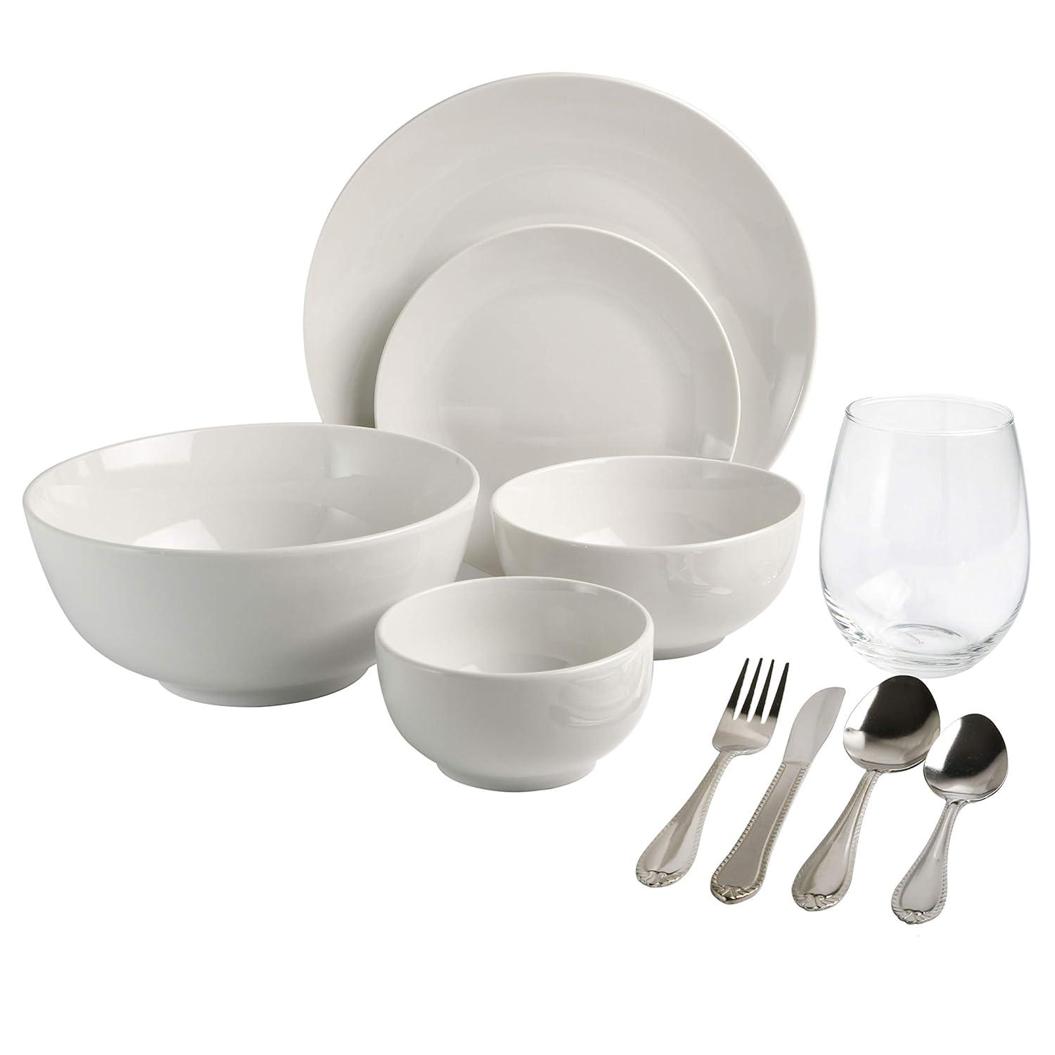 Gibson Home Gibson Home All U Need 60 Piece Plates Bowls Glassware Forks Spoons and Knives Dinnerware Set for 6