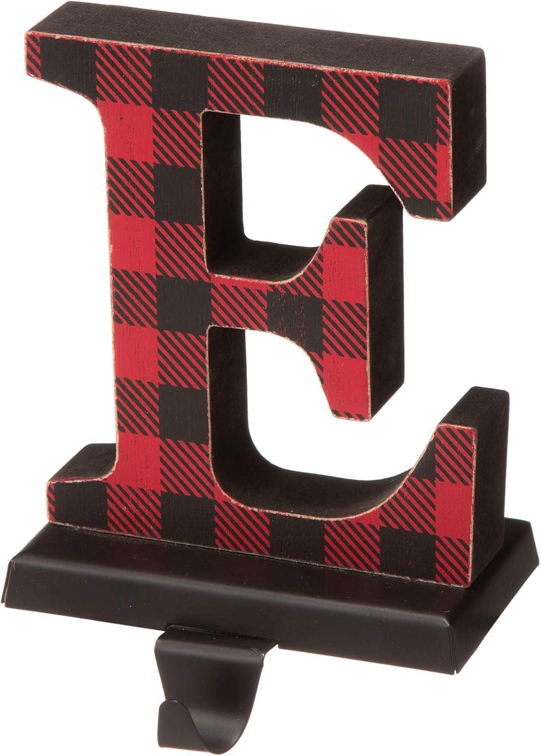 Red and Black Buffalo Plaid Noel Stocking Hanger Set