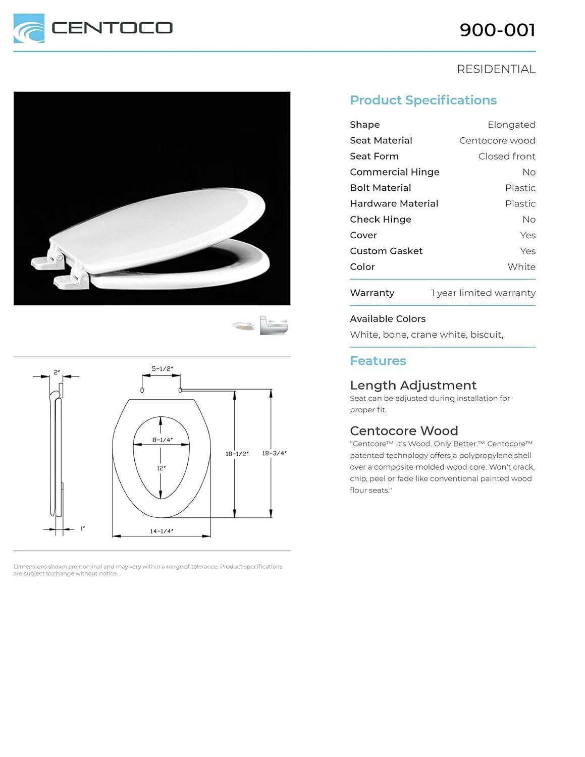 Elongated Toilet Seat and Lid