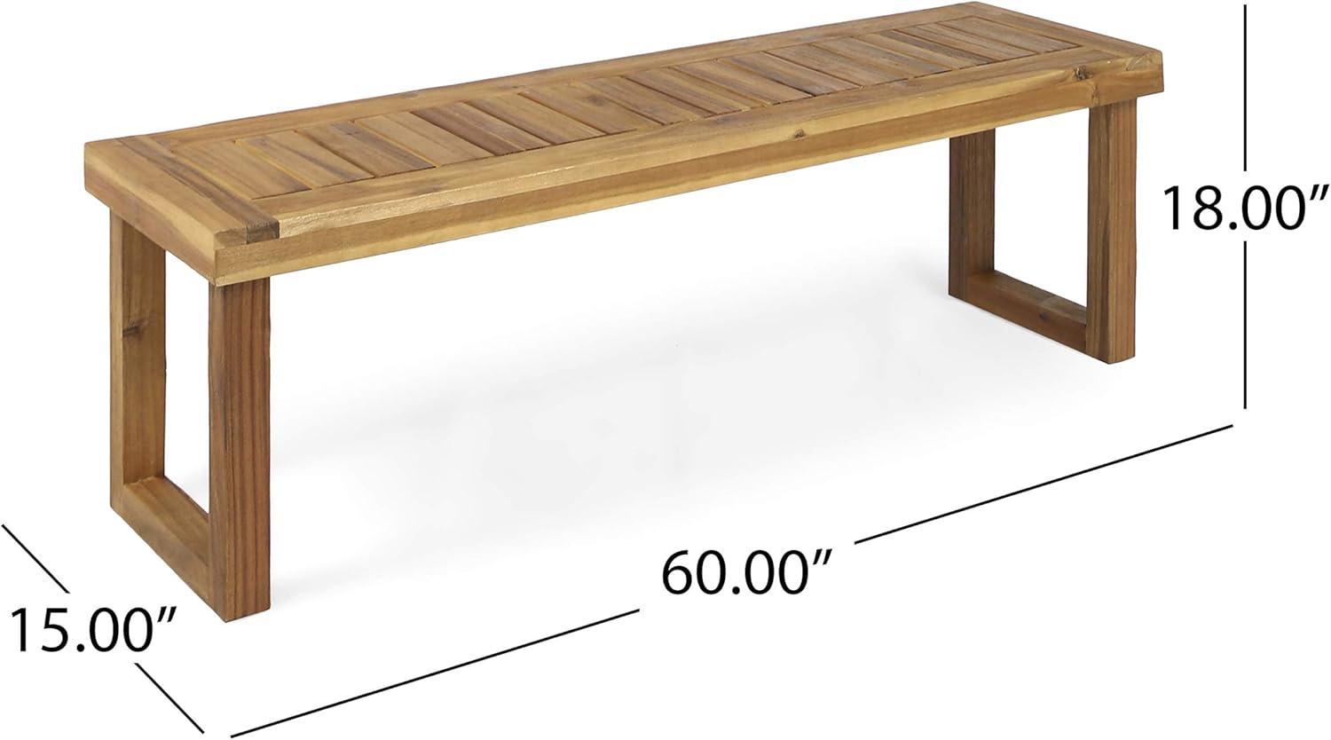 GDFStudio Josette Outdoor Acacia Wood Dining Bench, Sandblasted Natural Brown