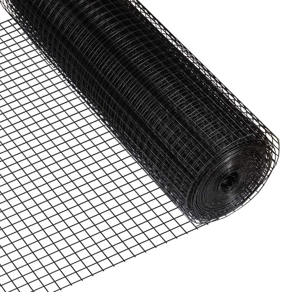 Fencer Wire Fencer Wire 16 Gauge Black Vinyl Coated Welded Wire w/ Mesh Size 0.5 inch X 1 inch, Multiple Sizes