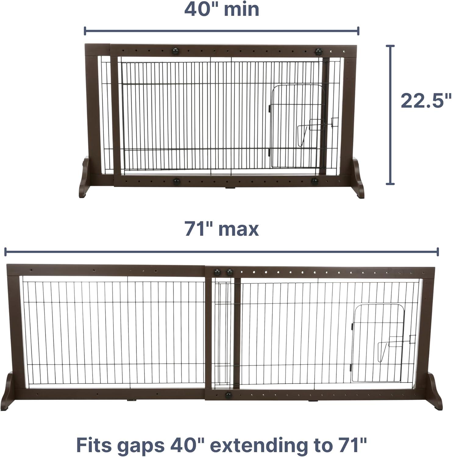 TRIXIE TRIXIE Freestanding Pet Gate with Pet Door, Adjustable Width, 22.5 in Height