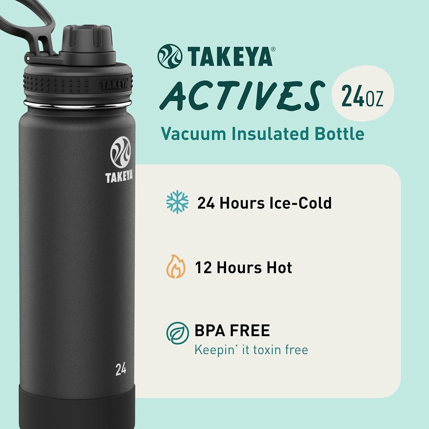 Takeya 24oz Actives Insulated Stainless Steel Water Bottle with Spout Lid