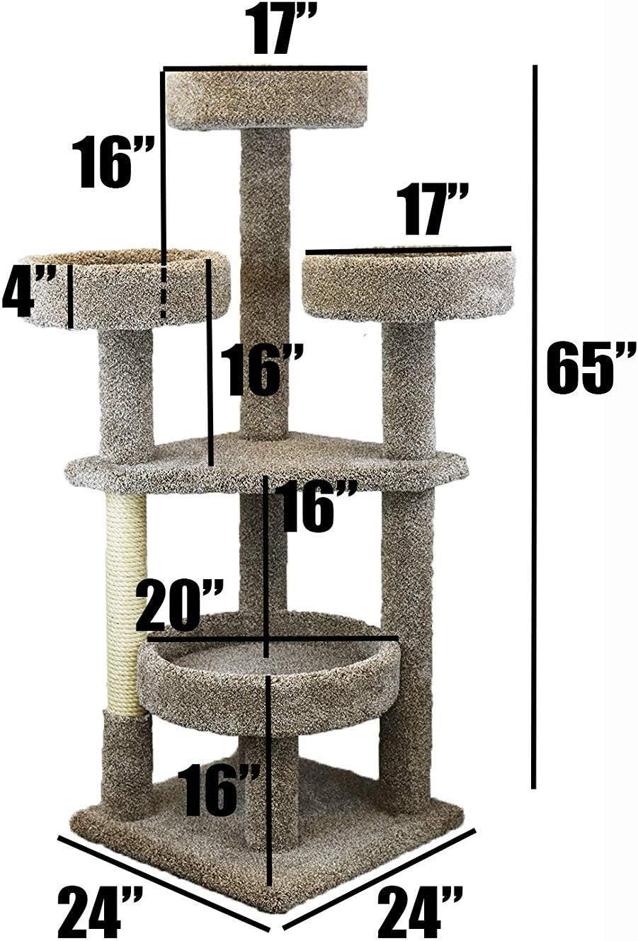 Extra Large Beige Carpet and Sisal Cat Tower