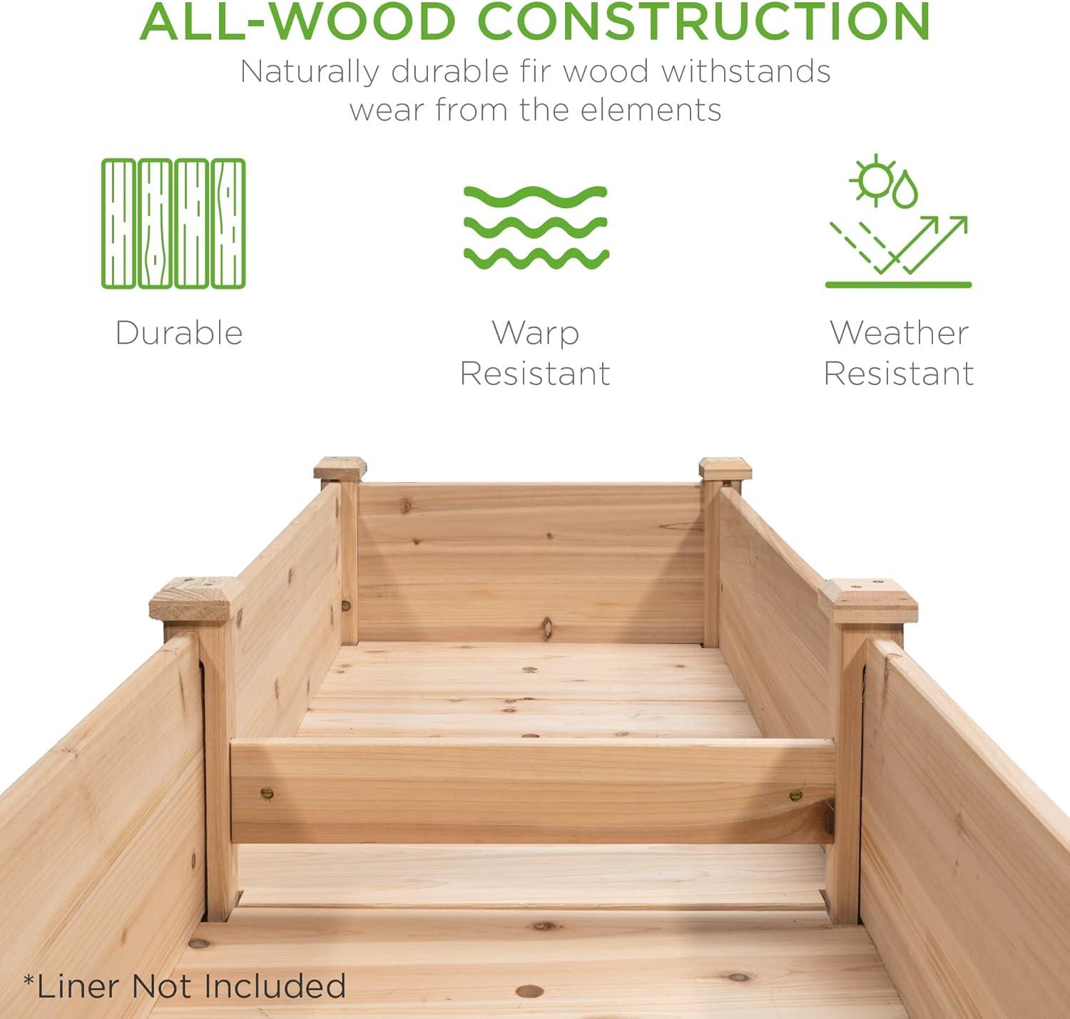 Best Choice Products 72x23x30in Raised Garden Bed, Elevated Wood Planter Box for Patio w/ Divider Panel - Natural