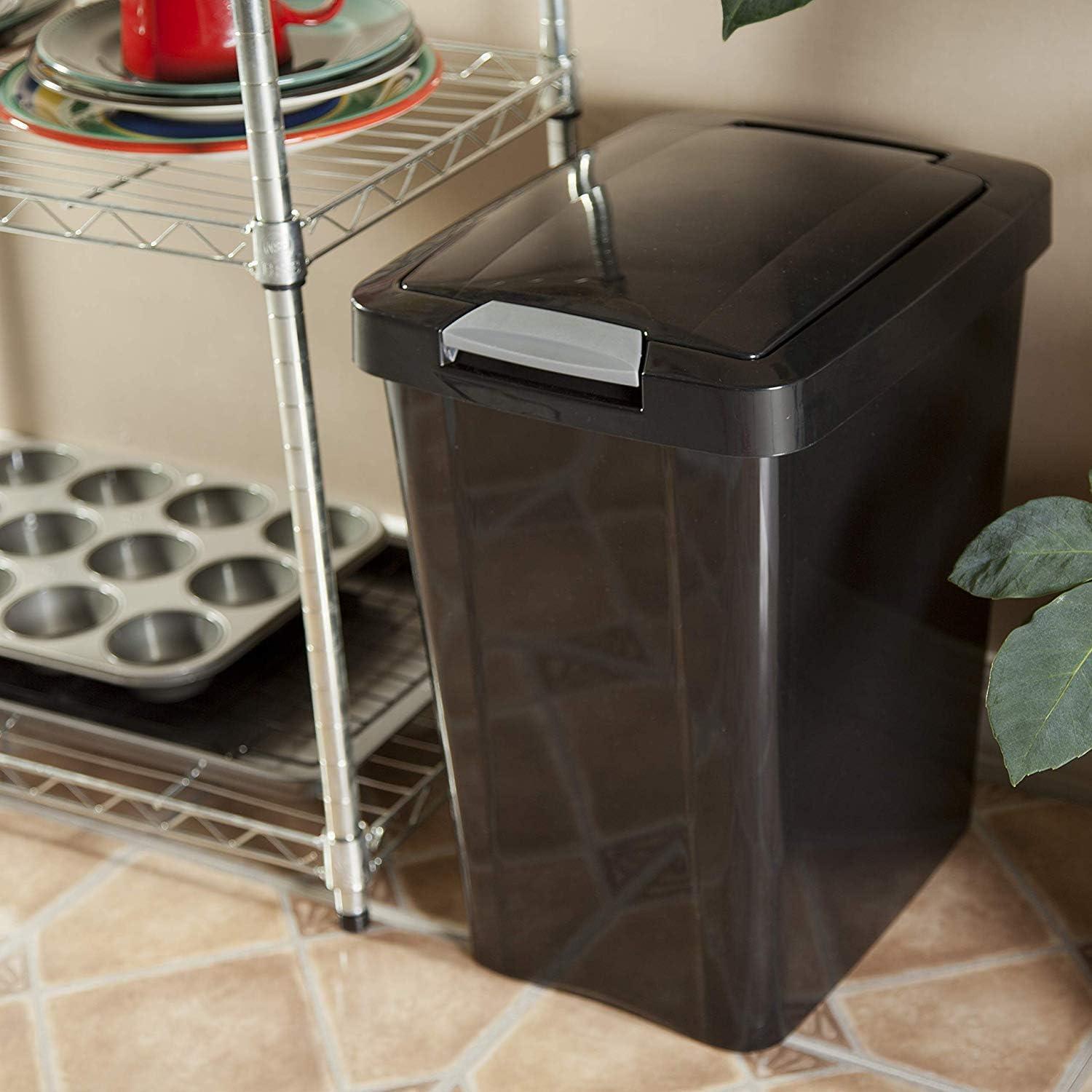 Sterilite 10439004 7.5 Gallon TouchTop Wastebasket with Titanium Latch, Black