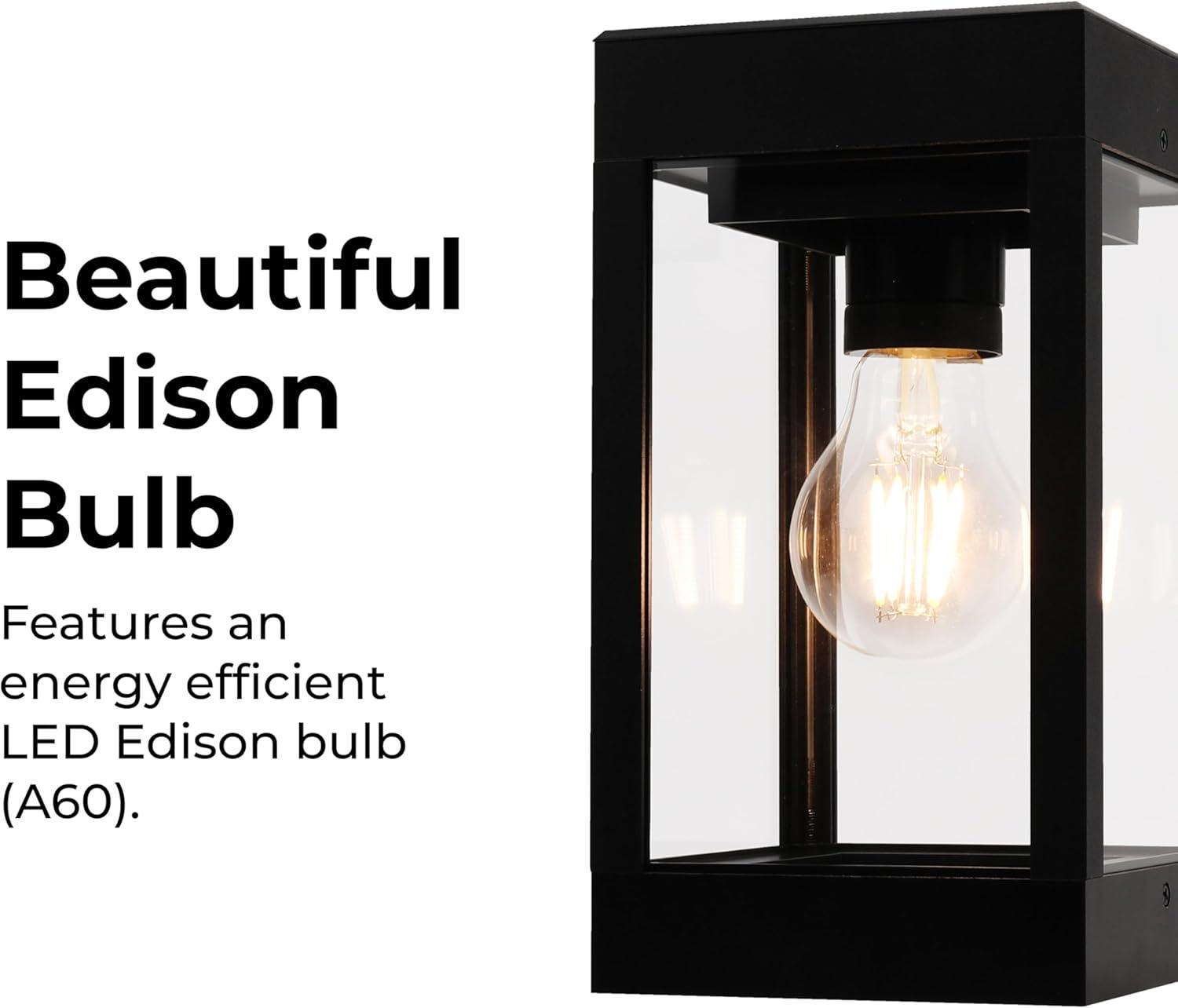60 Lumens Solar Outdoor Black Aluminum Wall Light Integrated LED Edison Bulb
