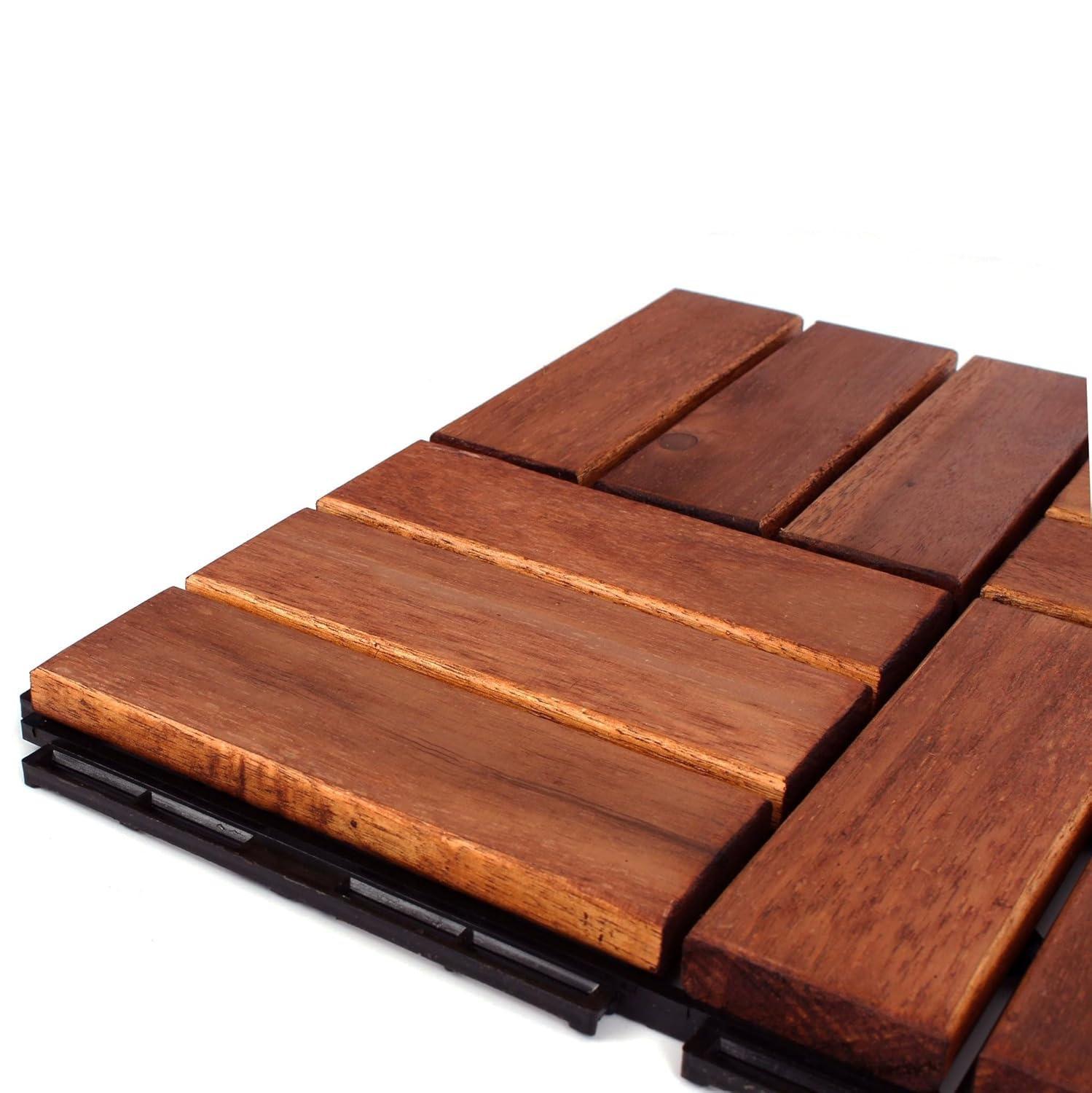 3rd Street Inn 12" x 12" Wood Interlocking Deck Tile (Set of 20)