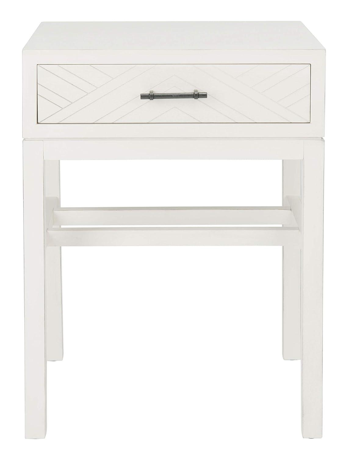 Ajana 1 Drawer Accent Table - Distressed White - Safavieh.