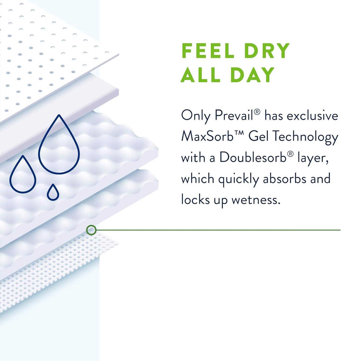 Prevail Per-Fit Unisex Daily Briefs, Maximum Plus Absorbency, Refastenable Tabs, Large, 72ct