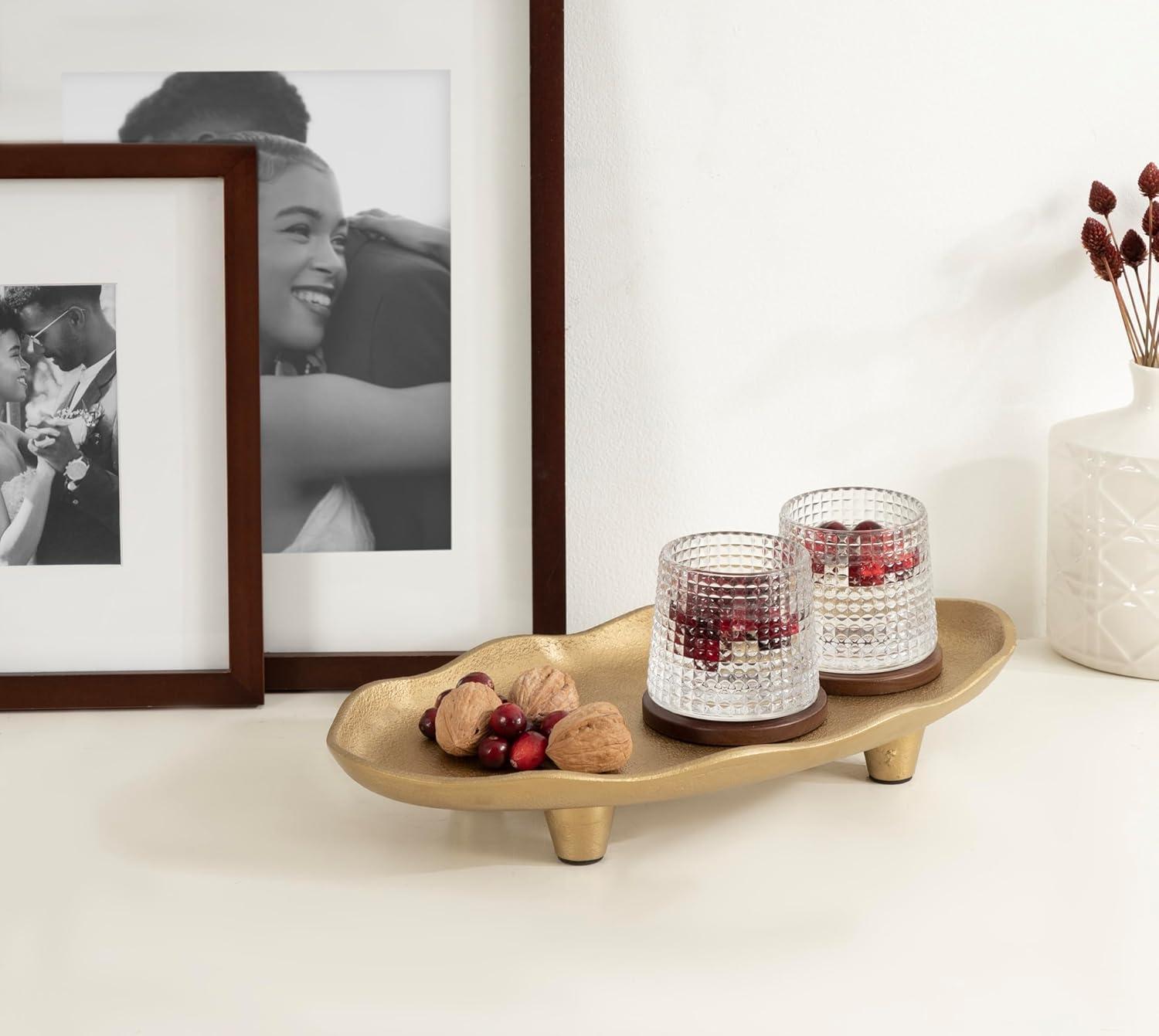 Kate and Laurel Alessia Oval Decorative Tray, 14x8, Gold