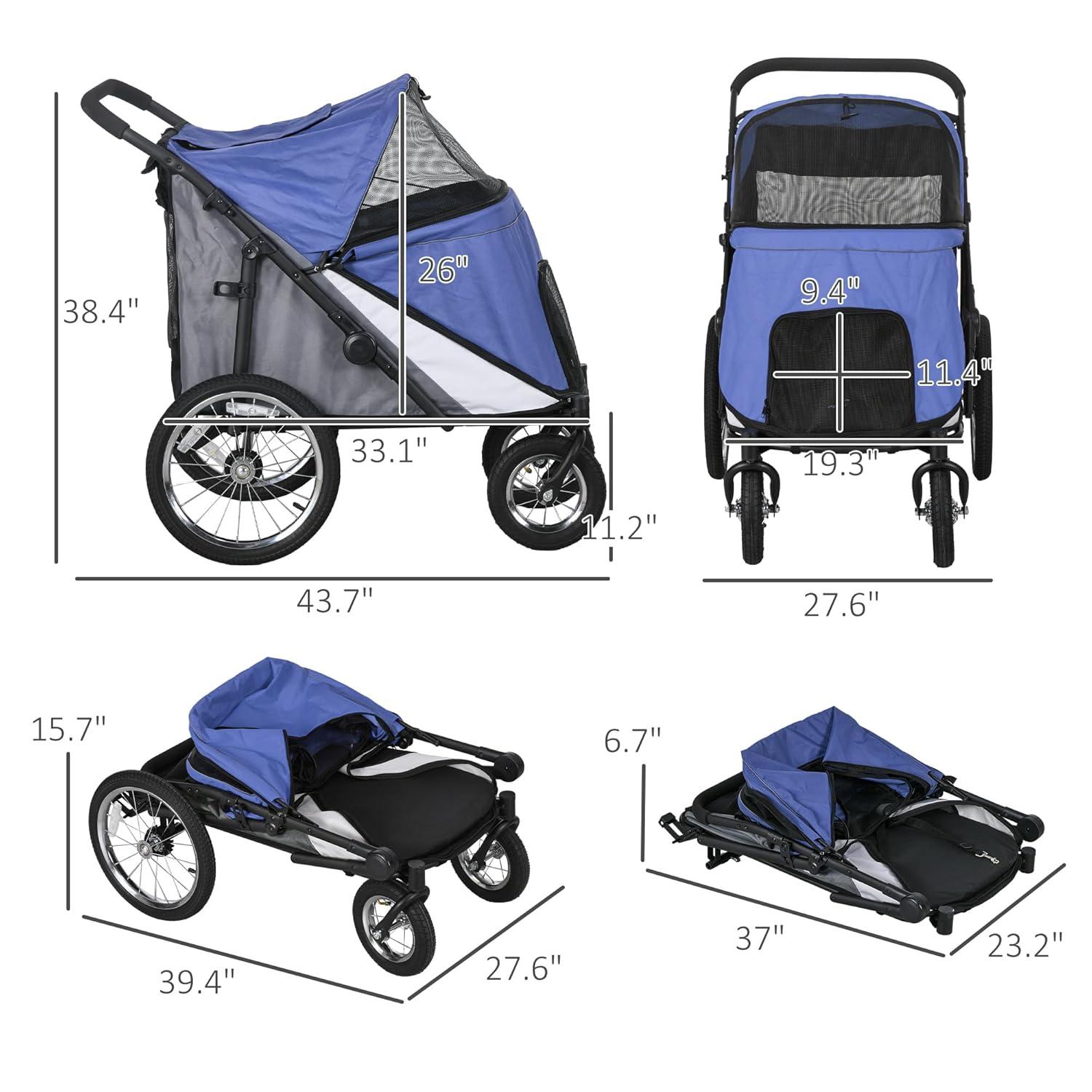 Pet Stroller for Medium and Large Dogs and Cats,Easy Fold Dog Stroller with Storage Bags,for Outdoor