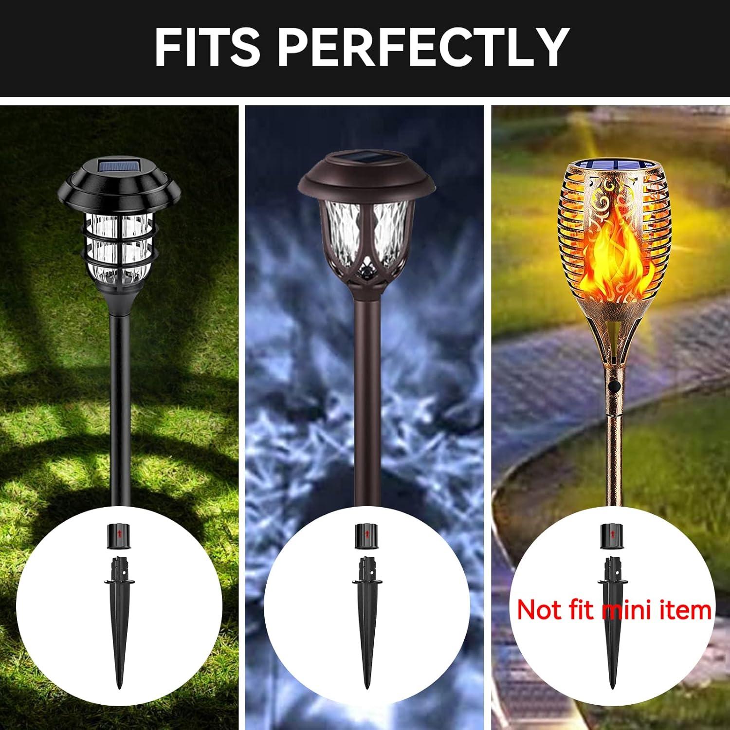 8 Pack Metal Stake Solar Lights Replacement Spike - Outdoor Ground Stakes for Garden Lights Landscape Yard Pathway Patio Lamps Pole, 0.78 * 5.3 inch