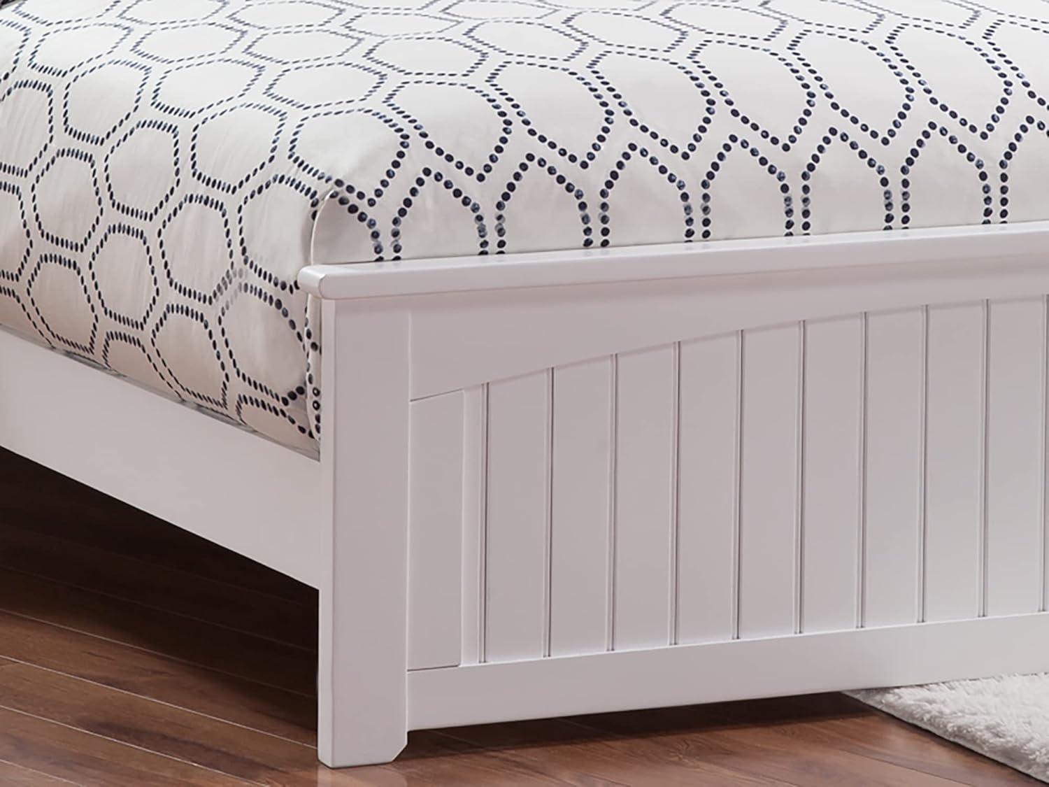 Nantucket Queen Low Profile Platform Bed with Matching Footboard in White