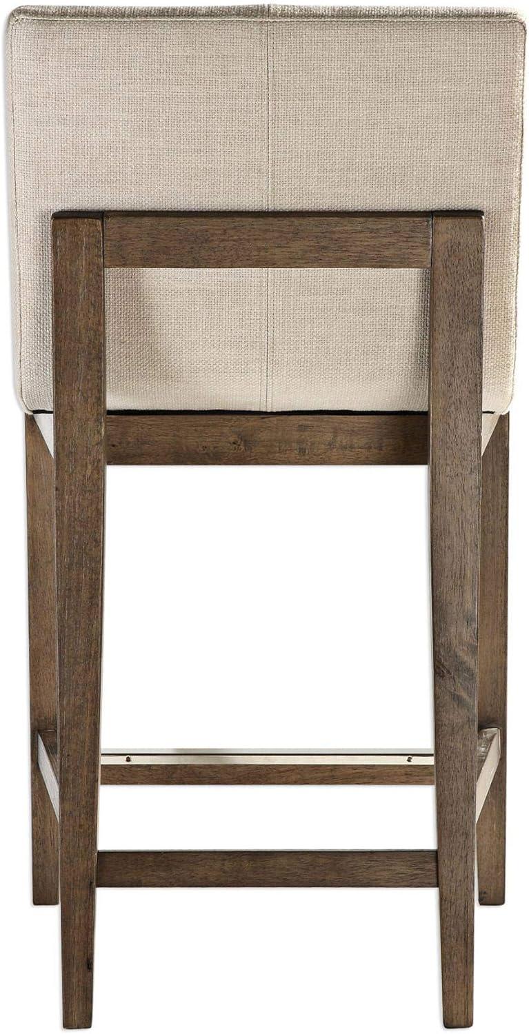 Klemens 26" Walnut Wood and Linen Counter Stool