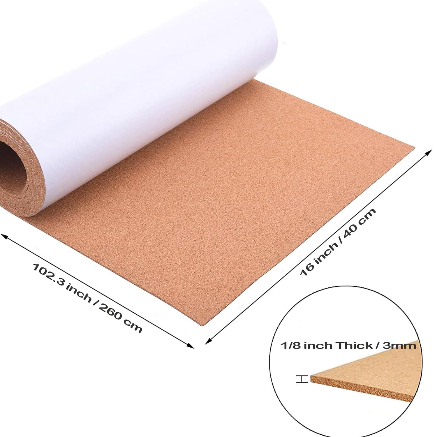 Self-Adhesive Cork Board Roll, 1/8" Thick Cork Boards for Walls, 20"x16" Cork Board Roll for Office, Home, School(3mm,40 * 50cm)