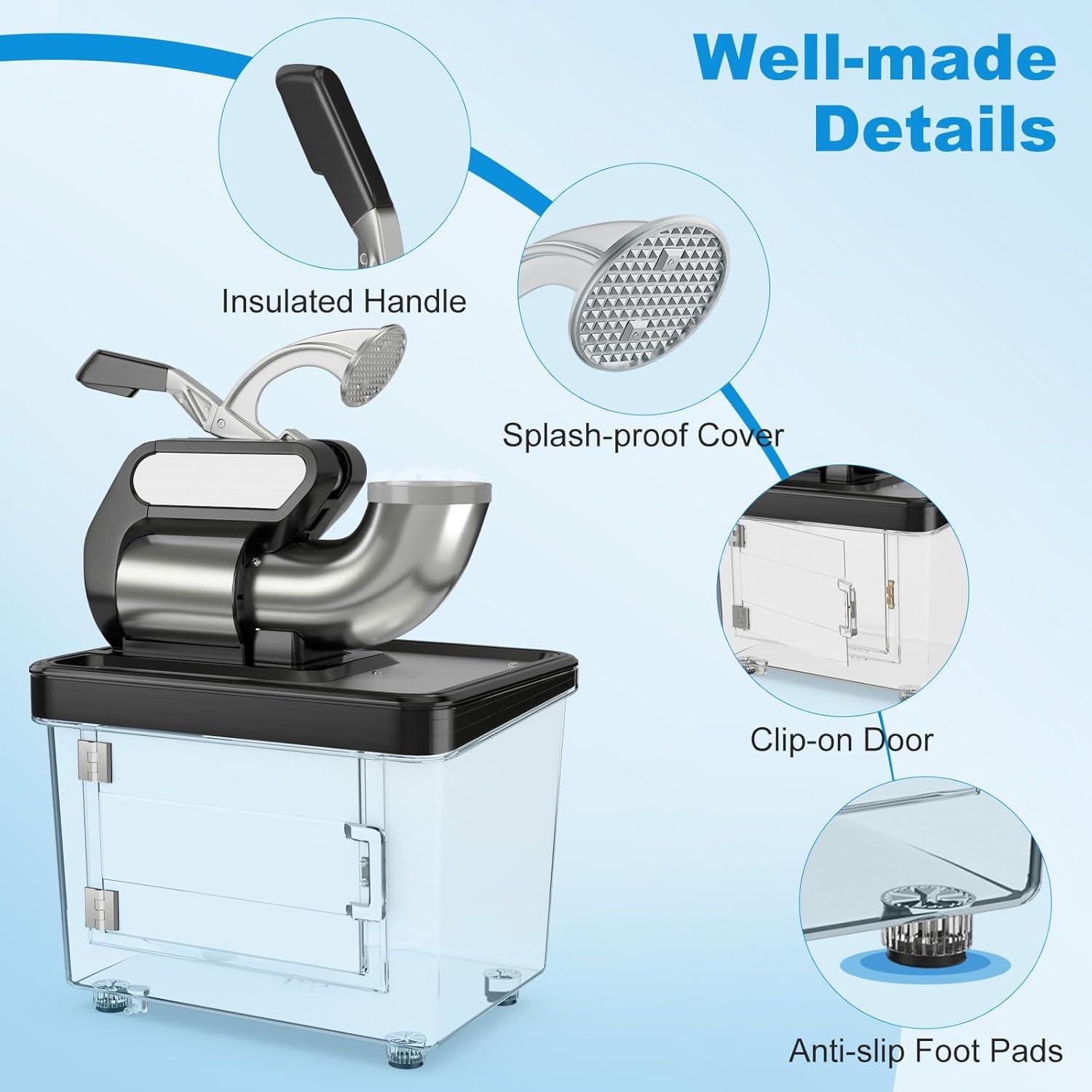 Kadyn 300W Commercial Ice Crusher with Dual Blades and Safety Switch-Black