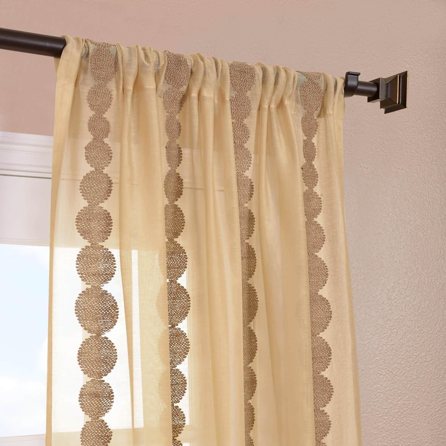 Hershman Embroidered Rod Pocket Sheer Curtains Single Panel Drapes