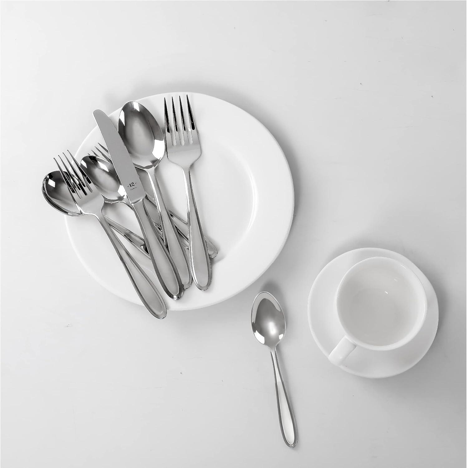 TABLE 12 26-Piece Stainless Steel Flatware Set with Beveled Round Edges, Service for 4