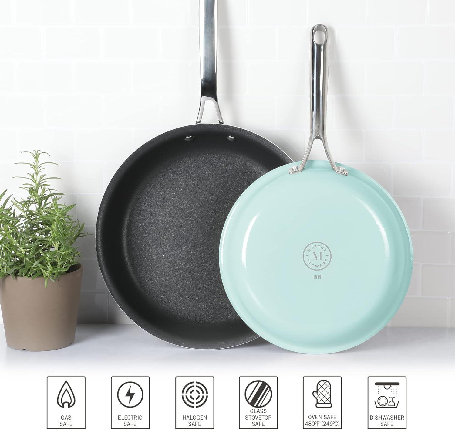 Turquoise Aluminum Nonstick 2-Piece Fry Pan Set