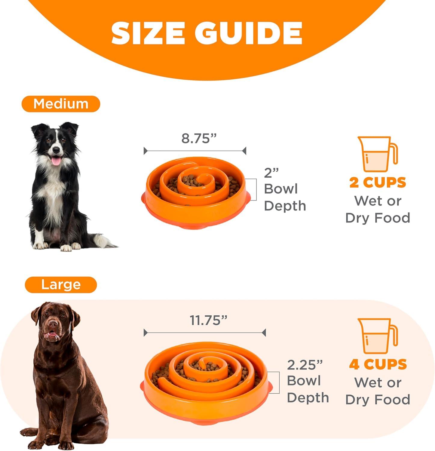 Outward Hound Outward Hound Fun Feeder Bowl, Slow Feeder Dog Bowl, Large, Orange