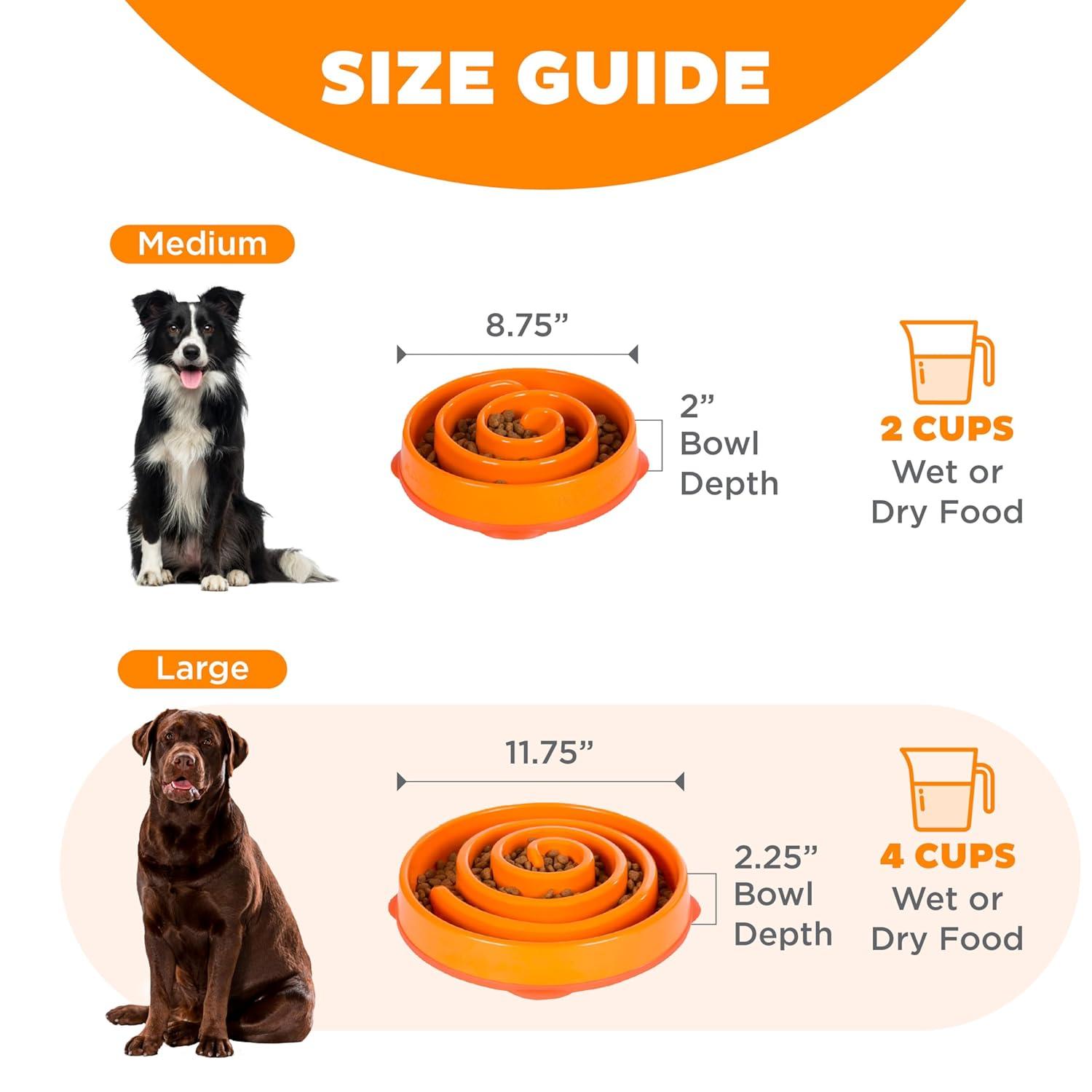 Outward Hound Outward Hound Fun Feeder Bowl, Slow Feeder Dog Bowl, Large, Orange