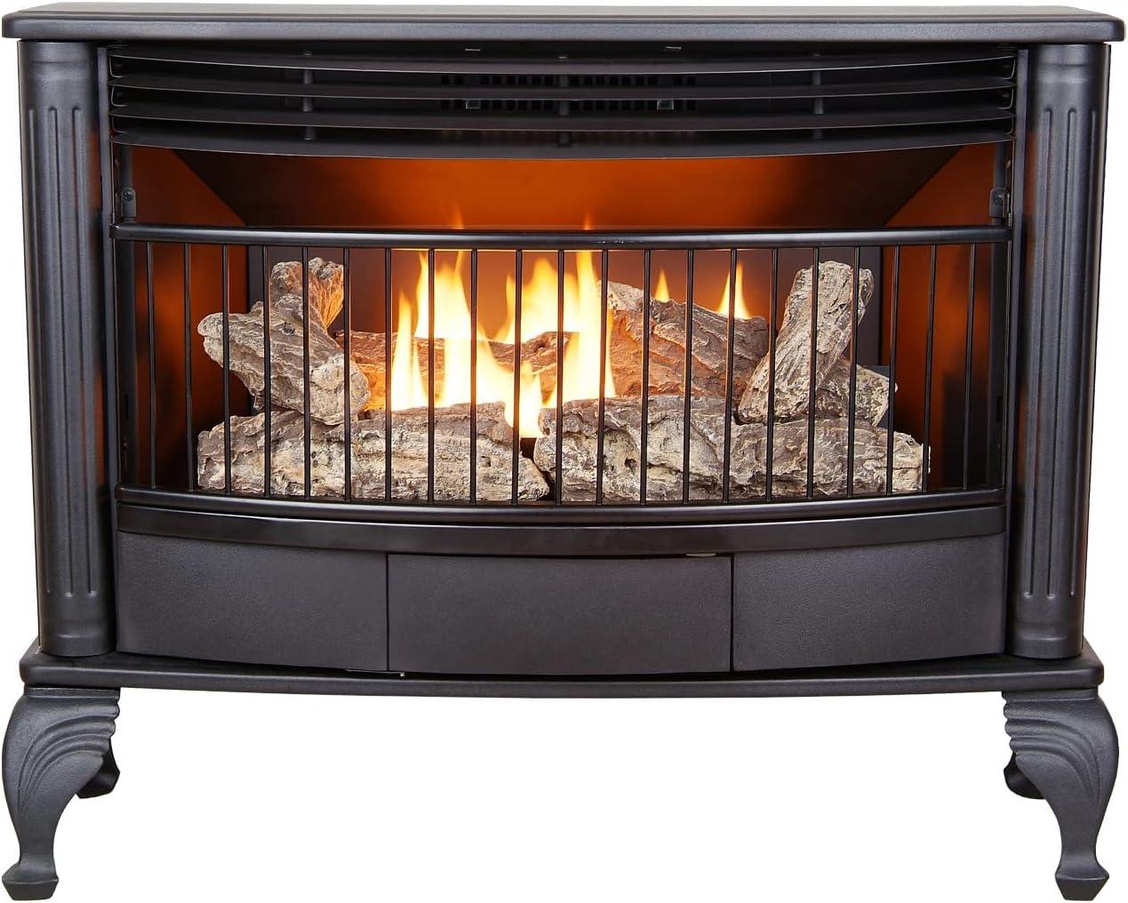 ProCom Vent less Dual Fuel Gas Stove - 25,000 BTU, T-Stat Control, Black Finish - Model# QNSD250T