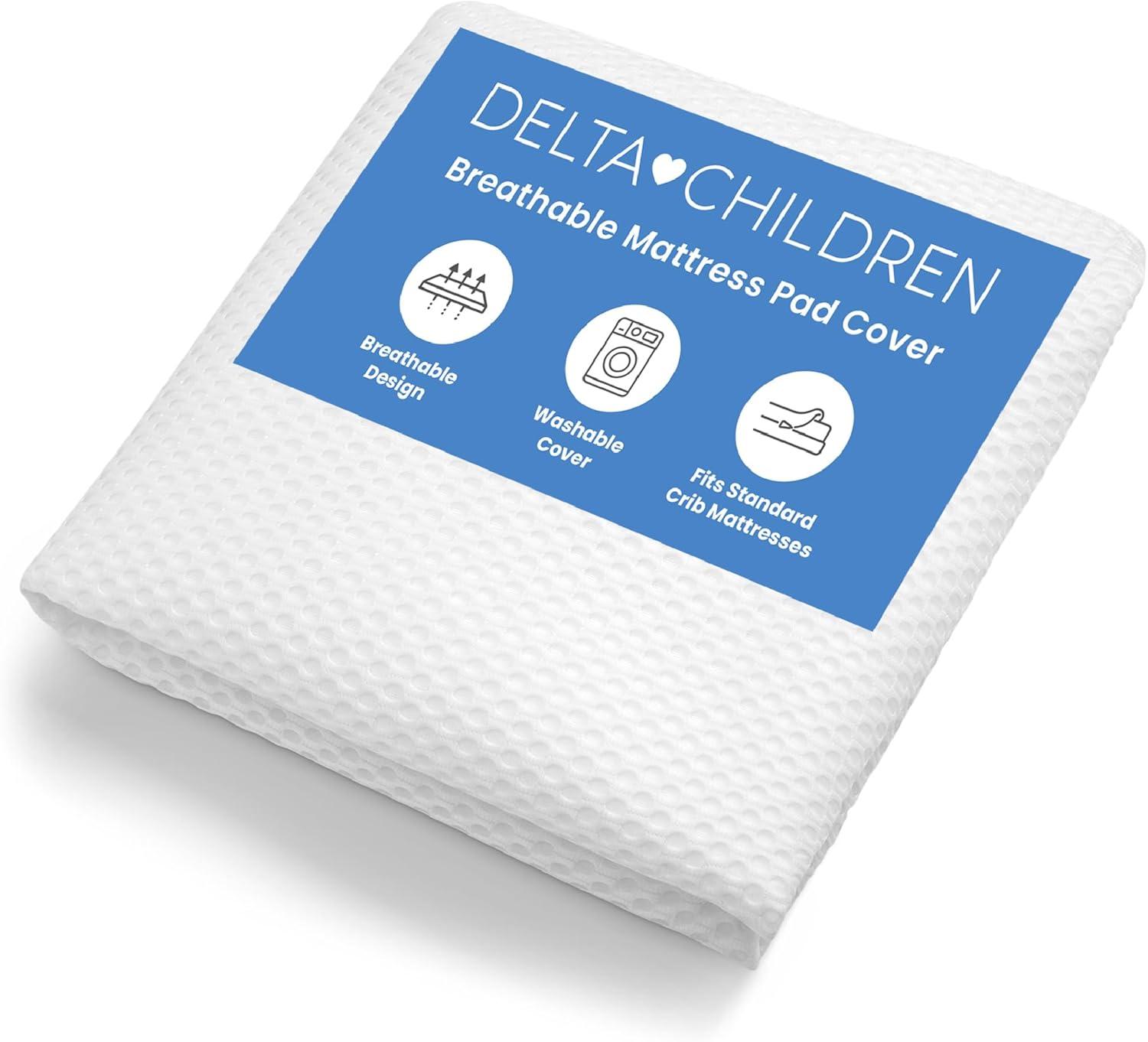 Delta Children Delta Children Breathable Crib Mattress Pad Cover - 100% Breathable Mattress Pad Cover For Cribs - Elastic Edges For Secure, Universal Fit - Machine Washable - 1 Pack
