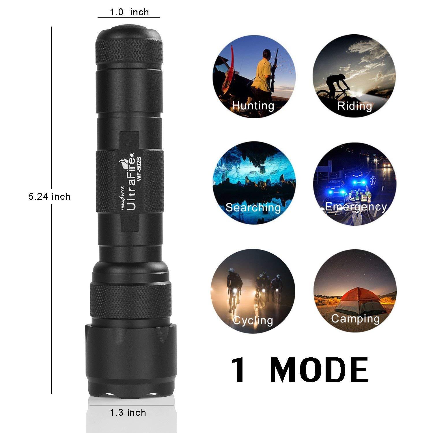 ULTRAFIRE Single Mode Handheld Flashlight WF-502B, V6 LED, Super Power 1000 Lumens hwawys led Flashlights Small Pocket Torch