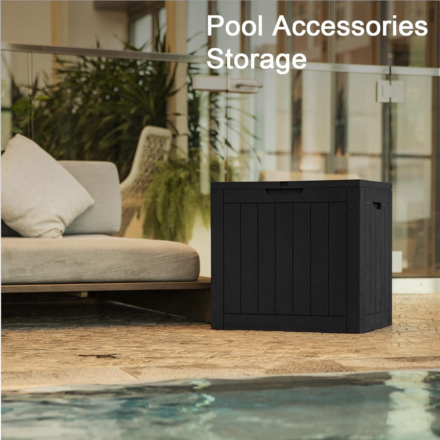 Black 30 Gallon Lockable Plastic Deck Storage Box