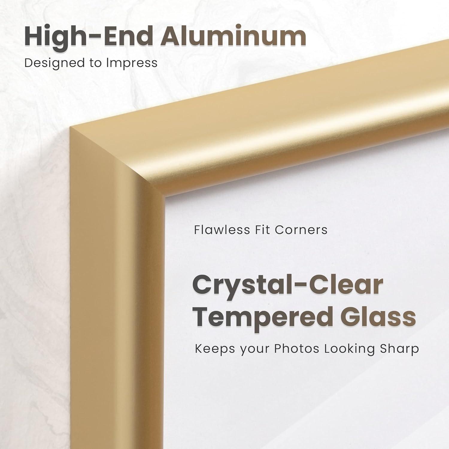 8x10 Frame Gold Picture Frame - Complete Modern Photo Frame Includes UV Acrylic Shatter Guard
