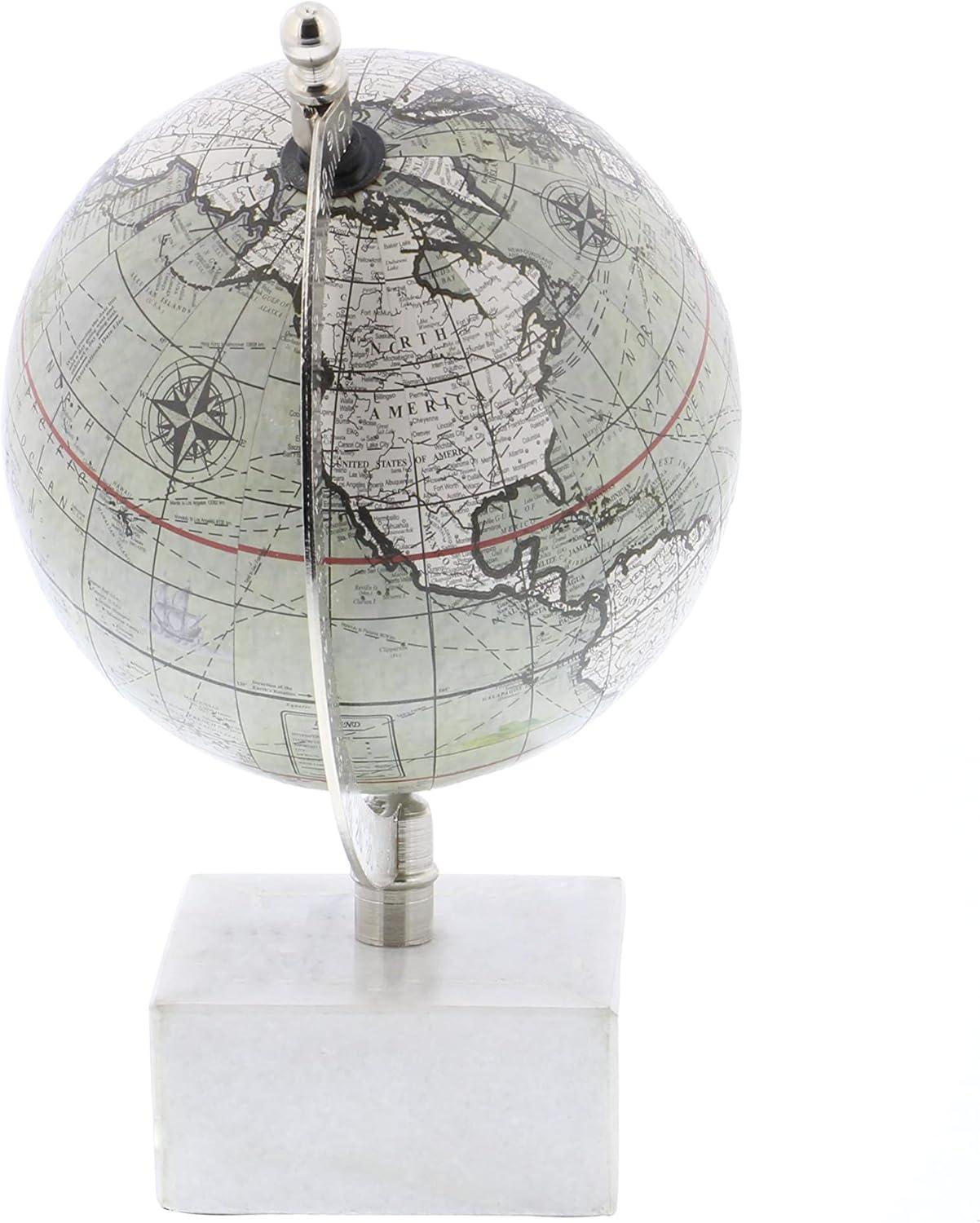 DecMode 6" White Globe with Marble Base