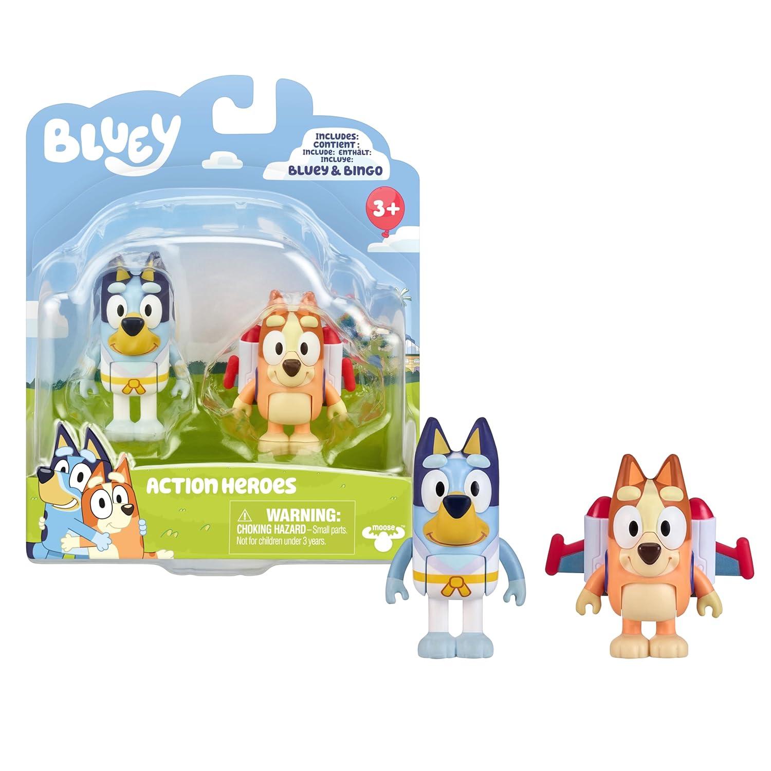 Bluey Action Heroes 2.5 inch Bluey and Bingo Figures, Ages 3+