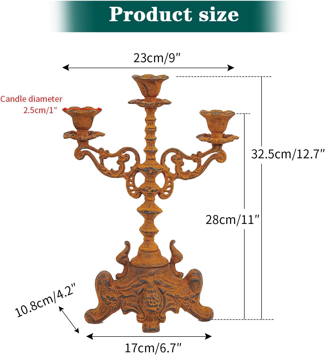 Rusty Cast Iron 3 Arm Vintage Holiday Candelabra