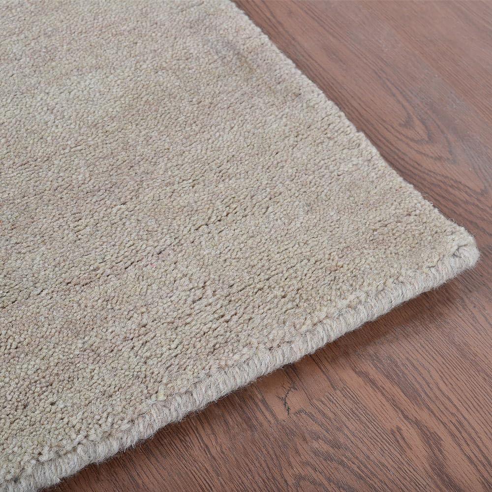 Rugsotic Carpets Alfombras Hechas a Mano Telar Anudado Redondo 10'x10' Lana Beige para Uso en Interiores