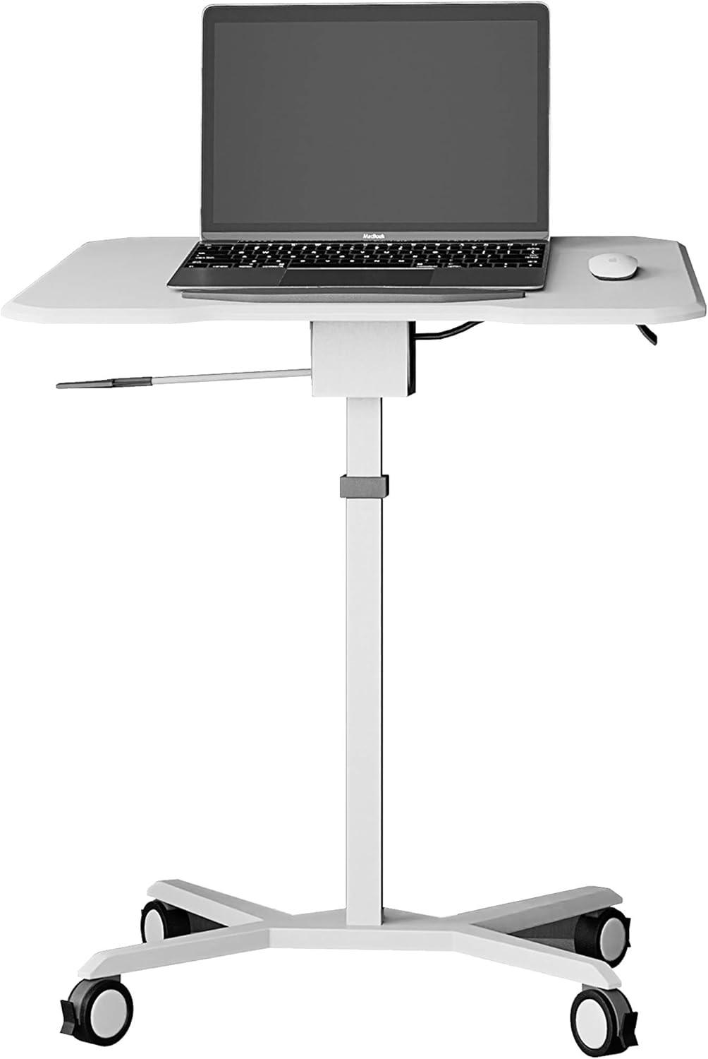 Sit To Stand Mobile Laptop Computer Stand with Height Adjustable White - Techni Mobili