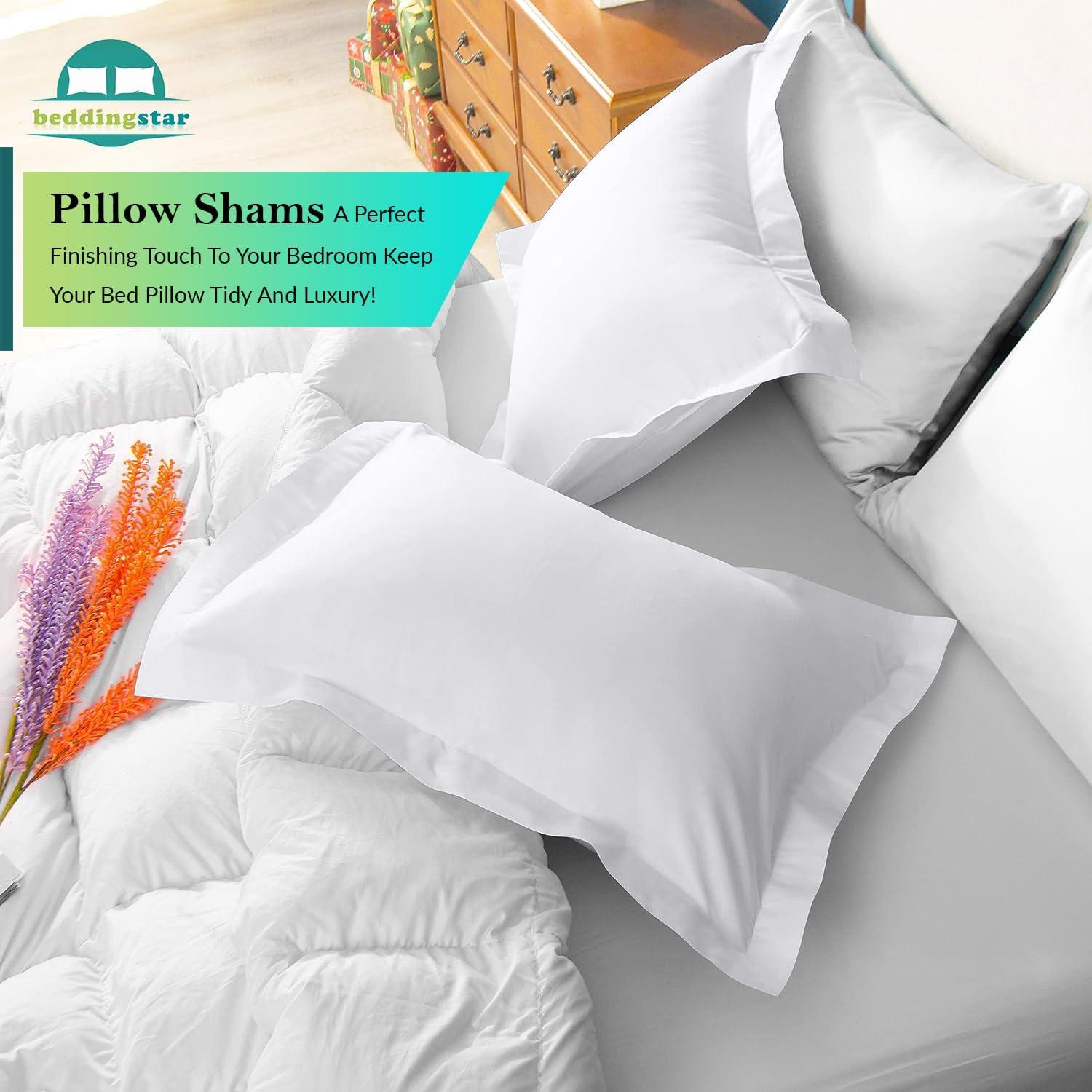 White Organic Cotton King Pillow Shams with Flange