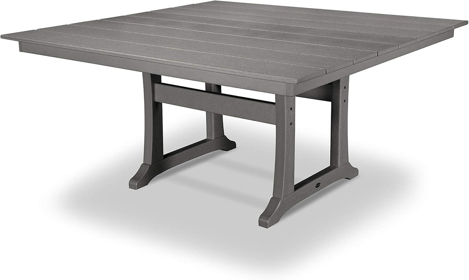 Slate Grey 59" Farmhouse Trestle Outdoor Dining Table