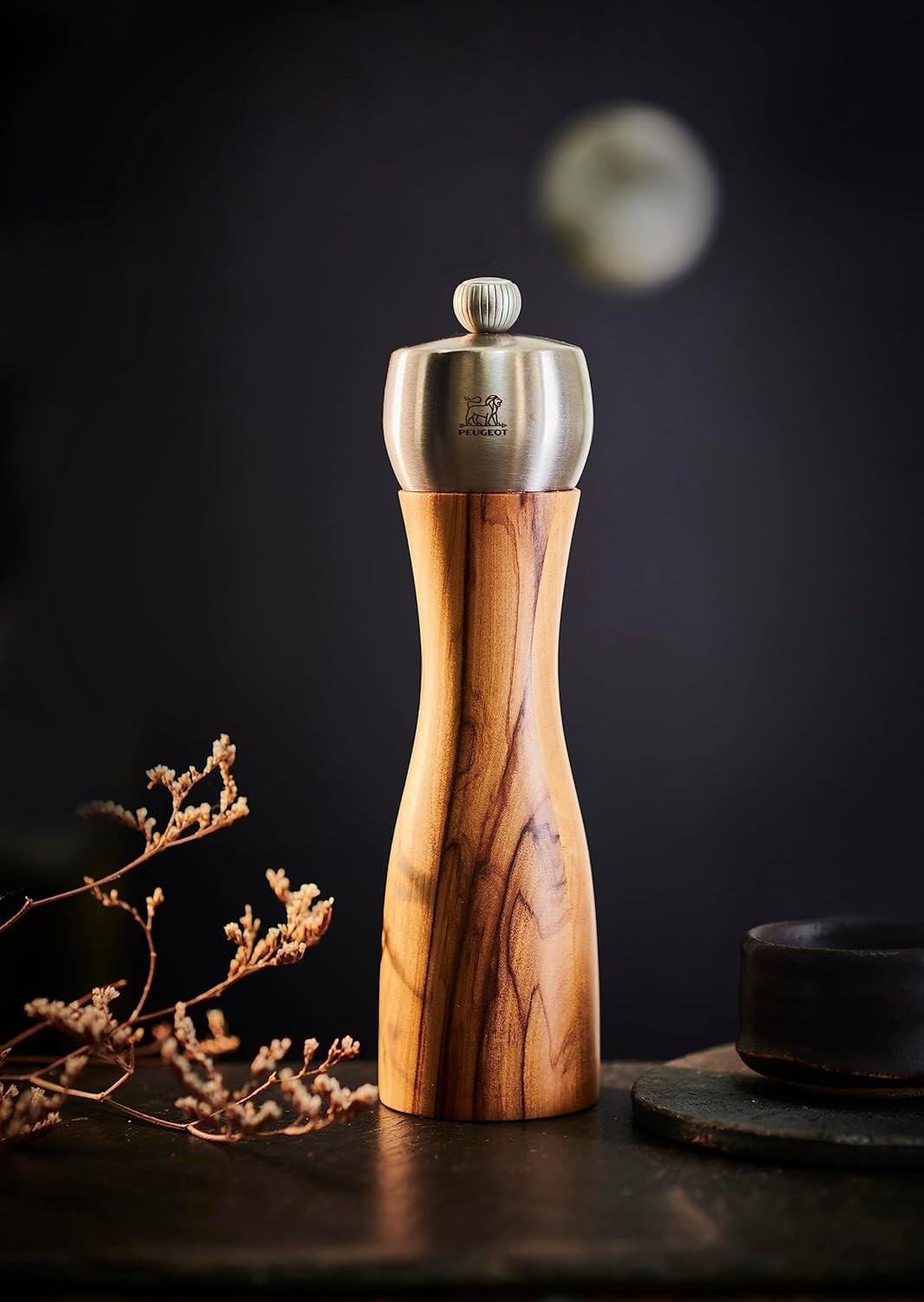 Peugeot | Fidji Pepper Mill, Wood/Stainless, Olive Wood, 20 cm - 8 in